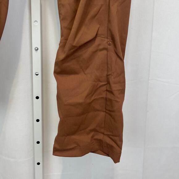 PRANA Halle Pants Zip Fly Roll Up Hike Travel Stretch Nylon Rust Brown 12 SHORT - Picture 9 of 12